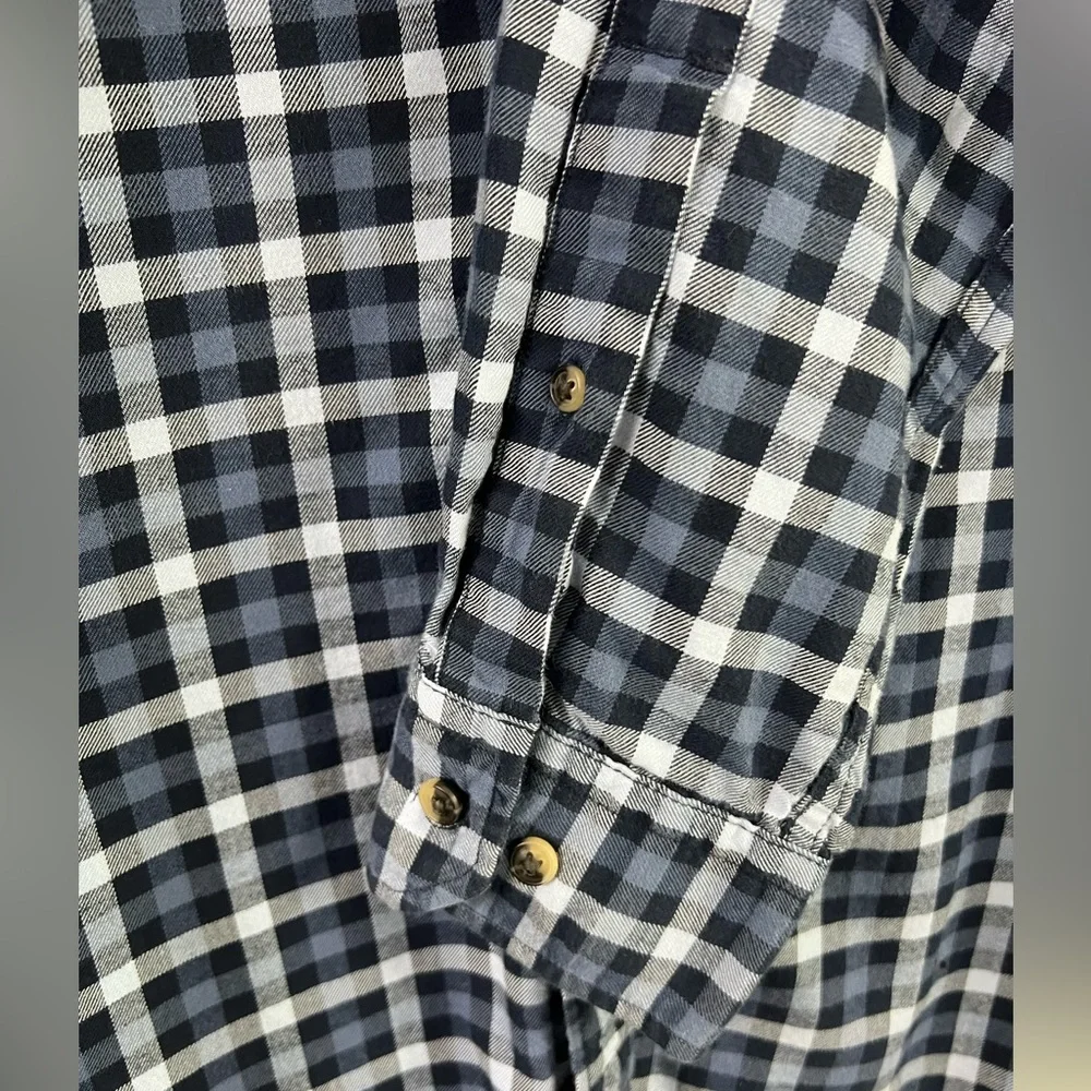 Banana Republic Blue Plaid Lux Flannel Grant Fit Cotton Button Down Fall Winter
